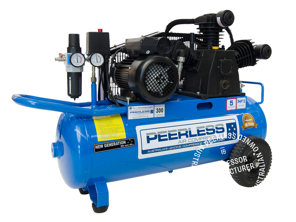 PHP15 Single Phase Air Compressor: Belt Drive, 15Amp, 3.5HP, 300LPM